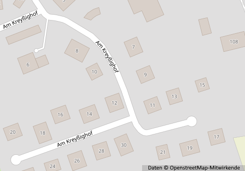 Eine Karte von einer Sackgassenwohnstraße
